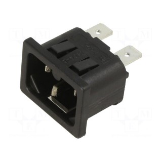 Connector: AC supply | socket | male | 10A | 250VAC | C16,hot condition