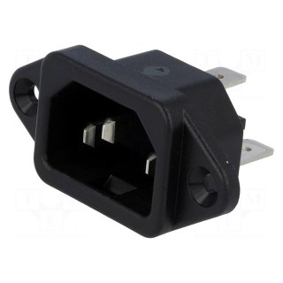 Connector: AC supply | socket | male | 10A | 250VAC | IEC 60320 | 6061