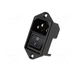 Connector: AC supply | socket | male | 10A | 250VAC | IEC 60320 | C14 (E)