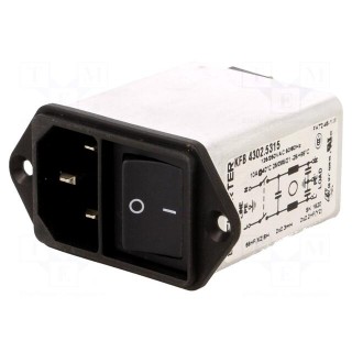 Connector: AC supply | socket | male | 10A | 250VAC | IEC 60320 | max.8mm
