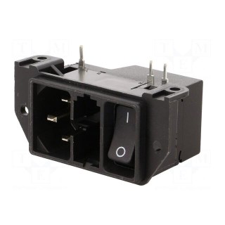 Connector: AC supply | socket | male | 10A | IEC 60320 | C14 (E) | THT