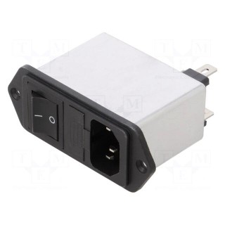 Connector: AC supply | socket | male | 1A | 250VAC | C14 (E) | -25÷85°C