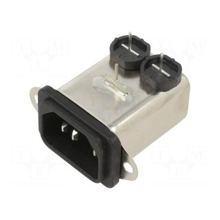 Connector: AC supply | socket | male | 1A | 250VAC | C14 (E),EMC/EMI