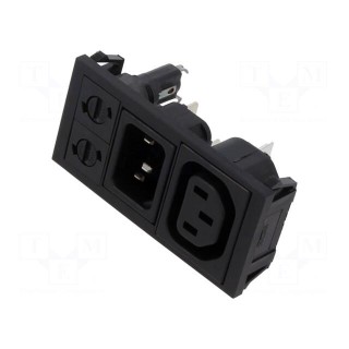 Connector: AC supply | socket | male + female | 10A | 250VAC | -40÷70°C