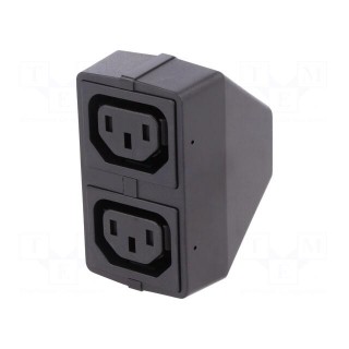 Connector: AC supply | splitter | male,female x2 | 10A | 250VAC