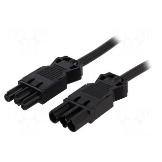 Cable: mains | GST18 | 16A | 250V | ways: 3 | Colour: black | straight | 4m