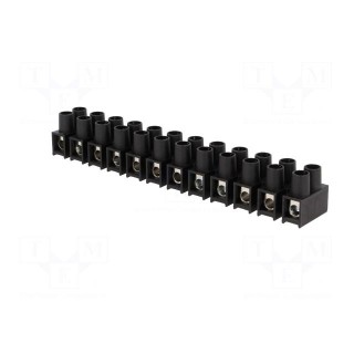 Terminal block | screw terminal | 10mm2 | 400V | 57A | ways: 12 | black