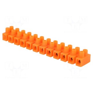 Terminal block | screw terminal | 6mm2 | 400V | 41A | ways: 12 | orange
