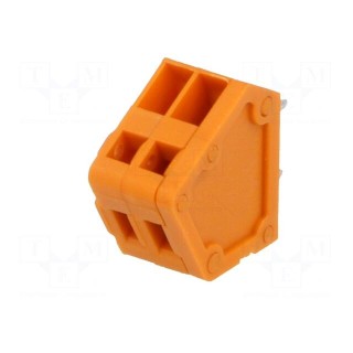 PCB terminal block | angled | 2.54mm | ways: 2 | on PCBs | 200÷500um2