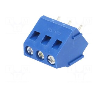 PCB terminal block | angled 35° | 5mm | ways: 3 | on PCBs | 2.5mm2 | 10A