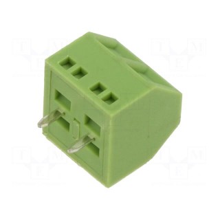 PCB terminal block | angled 45° | 5mm | ways: 2 | on PCBs | 1.5mm2 | 12A