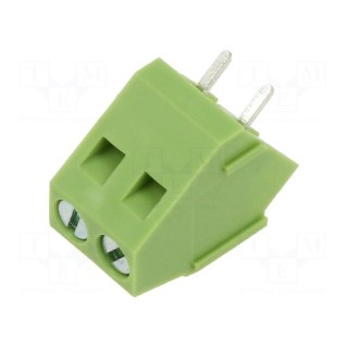 PCB terminal block | angled 45° | 5mm | ways: 2 | on PCBs | 2.5mm2 | 10A