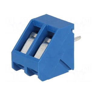 PCB terminal block | angled 45° | 5mm | ways: 2 | on PCBs | 2.5mm2 | 15A