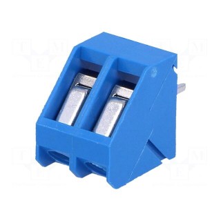 PCB terminal block | angled 45° | 5mm | ways: 2 | on PCBs | 2.5mm2 | 16A