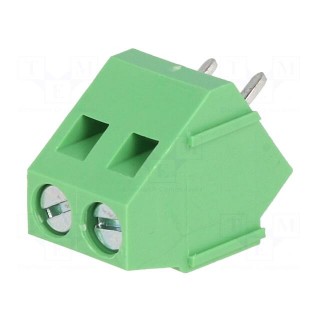 PCB terminal block | angled 45° | 5mm | ways: 2 | on PCBs | 2.5mm2 | 24A