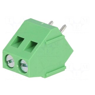 PCB terminal block | angled 45° | 5mm | ways: 2 | on PCBs | 2.5mm2 | 24A