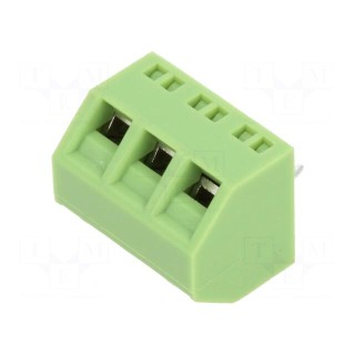 PCB terminal block | angled 45° | 5mm | ways: 3 | on PCBs | 1.5mm2 | 12A
