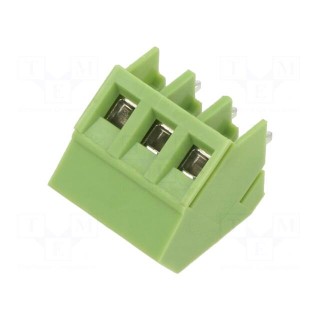 PCB terminal block | angled 45° | 5mm | ways: 3 | on PCBs | 2.5mm2 | 10A