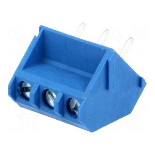 PCB terminal block | angled 45° | 5mm | ways: 3 | on PCBs | 2.5mm2 | 15A