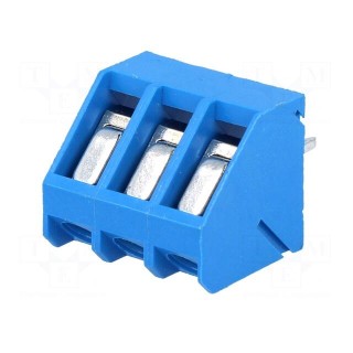 PCB terminal block | angled 45° | 5mm | ways: 3 | on PCBs | 2.5mm2 | 16A