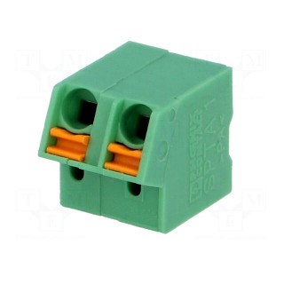 PCB terminal block | angled | 5mm | ways: 2 | on PCBs | 0.2÷1mm2 | tinned