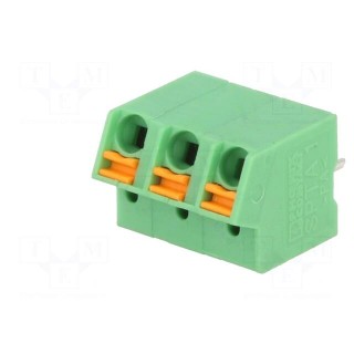 PCB terminal block | angled | 5mm | ways: 3 | on PCBs | 0.2÷1mm2 | tinned