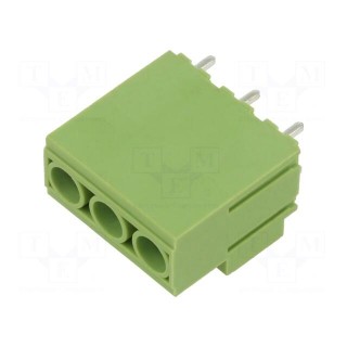 PCB terminal block | angled 90° | 10.16mm | ways: 3 | on PCBs | green