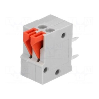 PCB terminal block | angled 90° | 2.54mm | ways: 2 | on PCBs | 0.5mm2