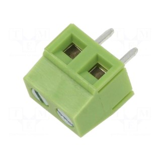 PCB terminal block | angled 90° | 5mm | ways: 2 | on PCBs | 1.5mm2 | 12A
