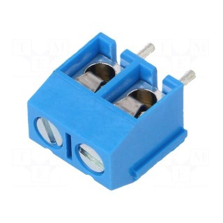 PCB terminal block | angled 90° | 5mm | ways: 2 | on PCBs | 1.5mm2 | 16A