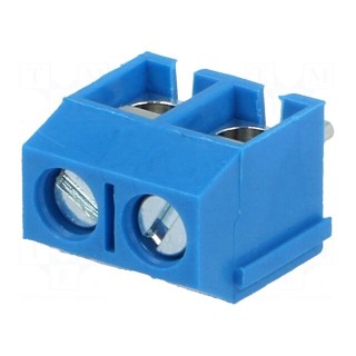 PCB terminal block | angled 90° | 5mm | ways: 2 | on PCBs | 1.5mm2 | 16A