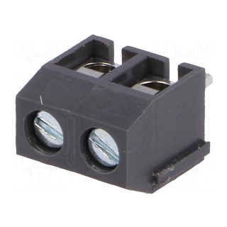 PCB terminal block | angled 90° | 5mm | ways: 2 | on PCBs | 1.5mm2 | grey