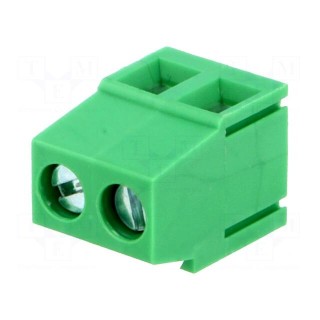 PCB terminal block | angled 90° | 5mm | ways: 2 | on PCBs | 2.5mm2 | 15A