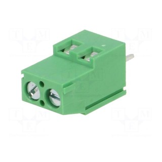 PCB terminal block | angled 90° | 5mm | ways: 2 | on PCBs | 2.5mm2 | 16A
