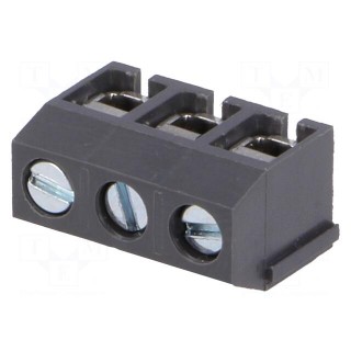 PCB terminal block | angled 90° | 5mm | ways: 3 | on PCBs | 1.5mm2 | 15A