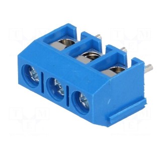PCB terminal block | angled 90° | 5mm | ways: 3 | on PCBs | 1.5mm2 | 16A