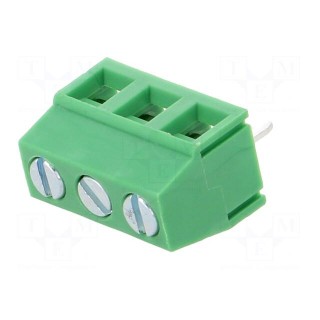 PCB terminal block | angled 90° | 5mm | ways: 3 | on PCBs | 1.5mm2 | 8A