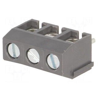 PCB terminal block | angled 90° | 5mm | ways: 3 | on PCBs | 1.5mm2 | grey