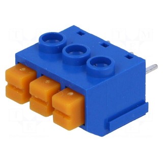 PCB terminal block | angled 90° | 5mm | ways: 3 | on PCBs | 1mm2 | tinned
