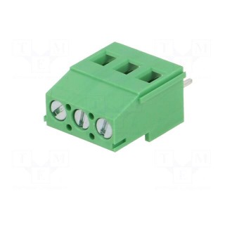 PCB terminal block | angled 90° | 5mm | ways: 3 | on PCBs | 2.5mm2 | 16A