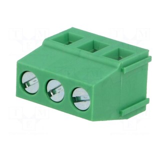 PCB terminal block | angled 90° | 5mm | ways: 3 | on PCBs | 2.5mm2 | 16A