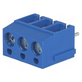 PCB terminal block | angled 90° | 5mm | ways: 3 | on PCBs | 2.5mm2 | 24A