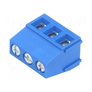 PCB terminal block | angled 90° | 5mm | ways: 3 | on PCBs | 4mm2 | 16A