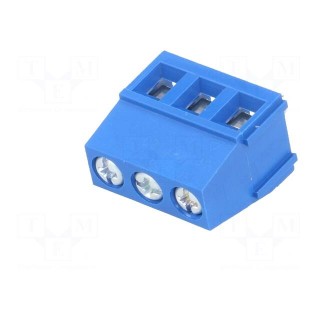 PCB terminal block | angled 90° | 5mm | ways: 3 | on PCBs | 4mm2 | 16A