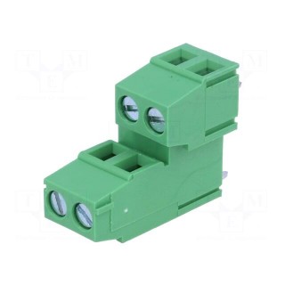 PCB terminal block | angled 90° | 5mm | ways: 4 | on PCBs | 2.5mm2 | 10A