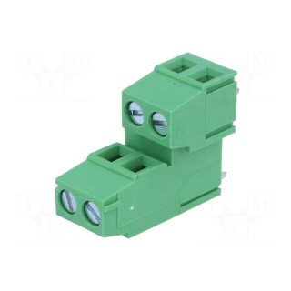 PCB terminal block | angled 90° | 5mm | ways: 4 | on PCBs | 2.5mm2 | 10A