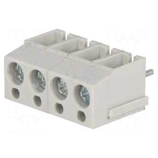 PCB terminal block | angled 90° | 5mm | ways: 4 | on PCBs | 2.5mm2 | 16A