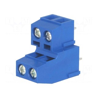 PCB terminal block | angled 90° | 5mm | ways: 4 | on PCBs | double deck