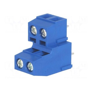 PCB terminal block | angled 90° | 5mm | ways: 4 | on PCBs | double deck
