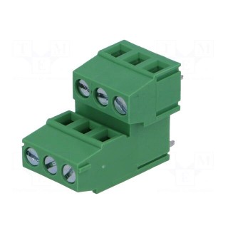 PCB terminal block | angled 90° | 5mm | ways: 6 | on PCBs | 2.5mm2 | 10A